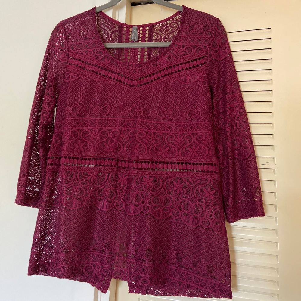 Maroon Lace Detailed Blouse